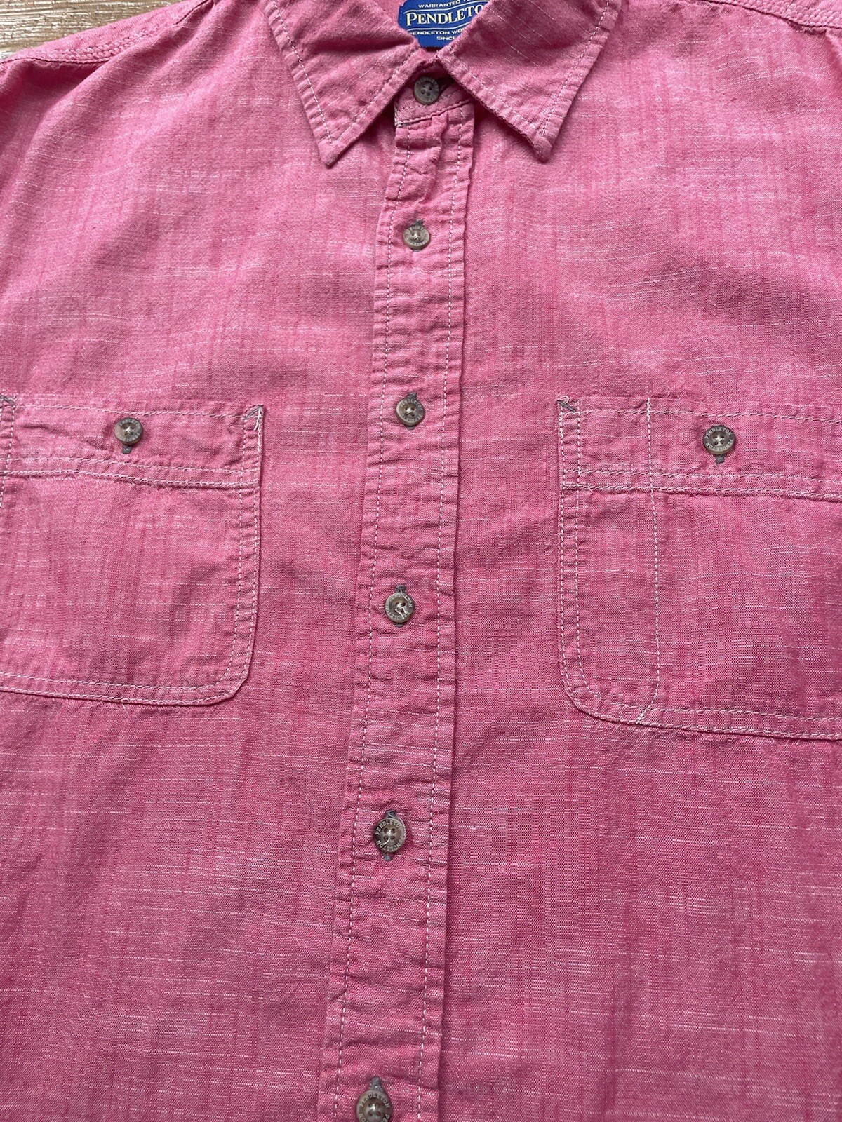 Pendleton Berkeley Shirt Red Chambray Short Sleev… - image 8
