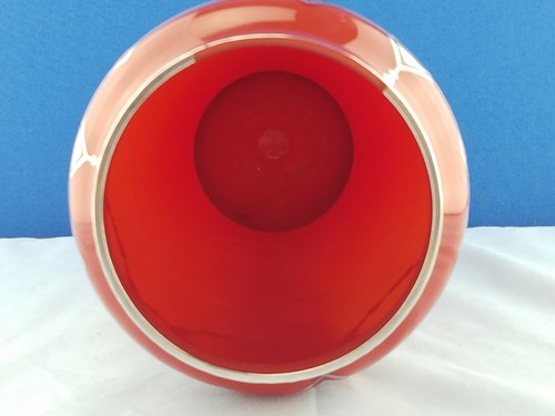 Jarrón de vidrio Art Deco con superposición de plata esterlina rojo tango checo Kralik Loetz - Imagen 9 de 13