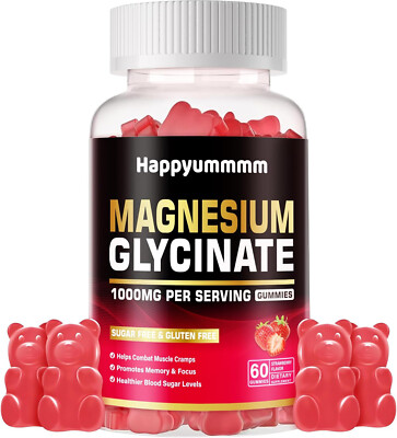 Magnesium Glycinate Gummies 1000mg - Sugar Free Magnesium Potassium Supplement