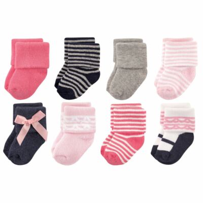 Luvable Friends Socks, 8-Pack, Pink Scroll