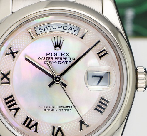 ROLEX 18kt White Gold Day Date President Pink MOP Deco Dial 118209 SANT BLANC - Picture 7 of 7