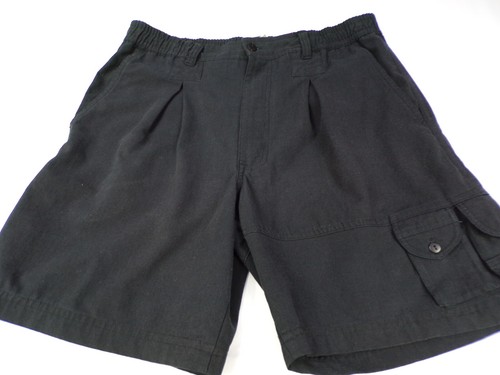 Vintage Gitano Stretch Waist Shorts Men 32-34 Med Black Poly/Cotton Zip E25 - Picture 4 of 8