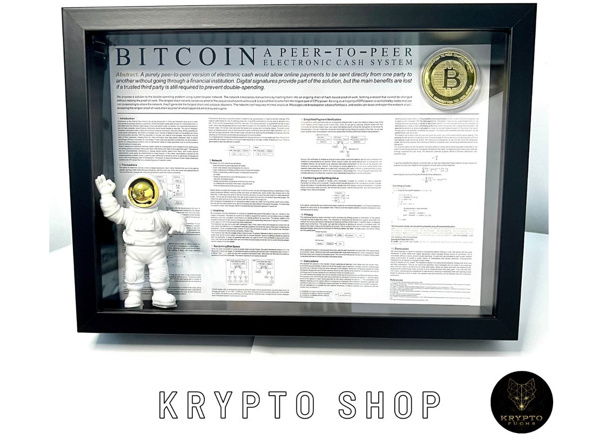 Bitcoin Gold Münze mit BTC Whitepaper DIN A 4 Poster im Bilderrahmen | eBay