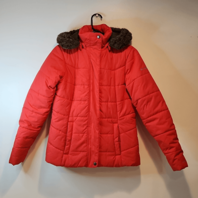 Columbia Pink Down Quilted Puffer Jacket Omni-Shield Faux Fur