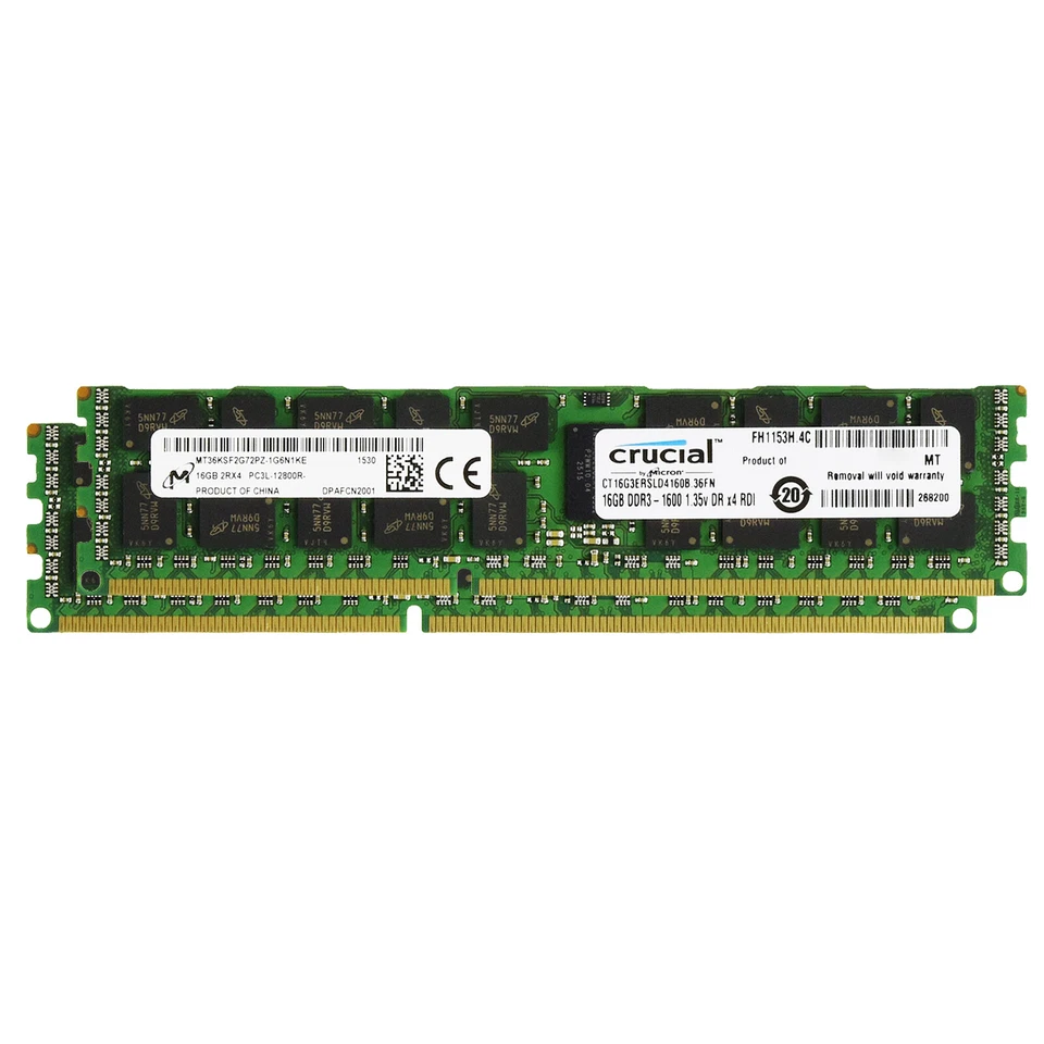 Crucial DDR3L 32GB(2 x 16GB) 1600MHz RDIMM PC3L-12800 ECC REG Server Memory RAM - Image 3 of 4