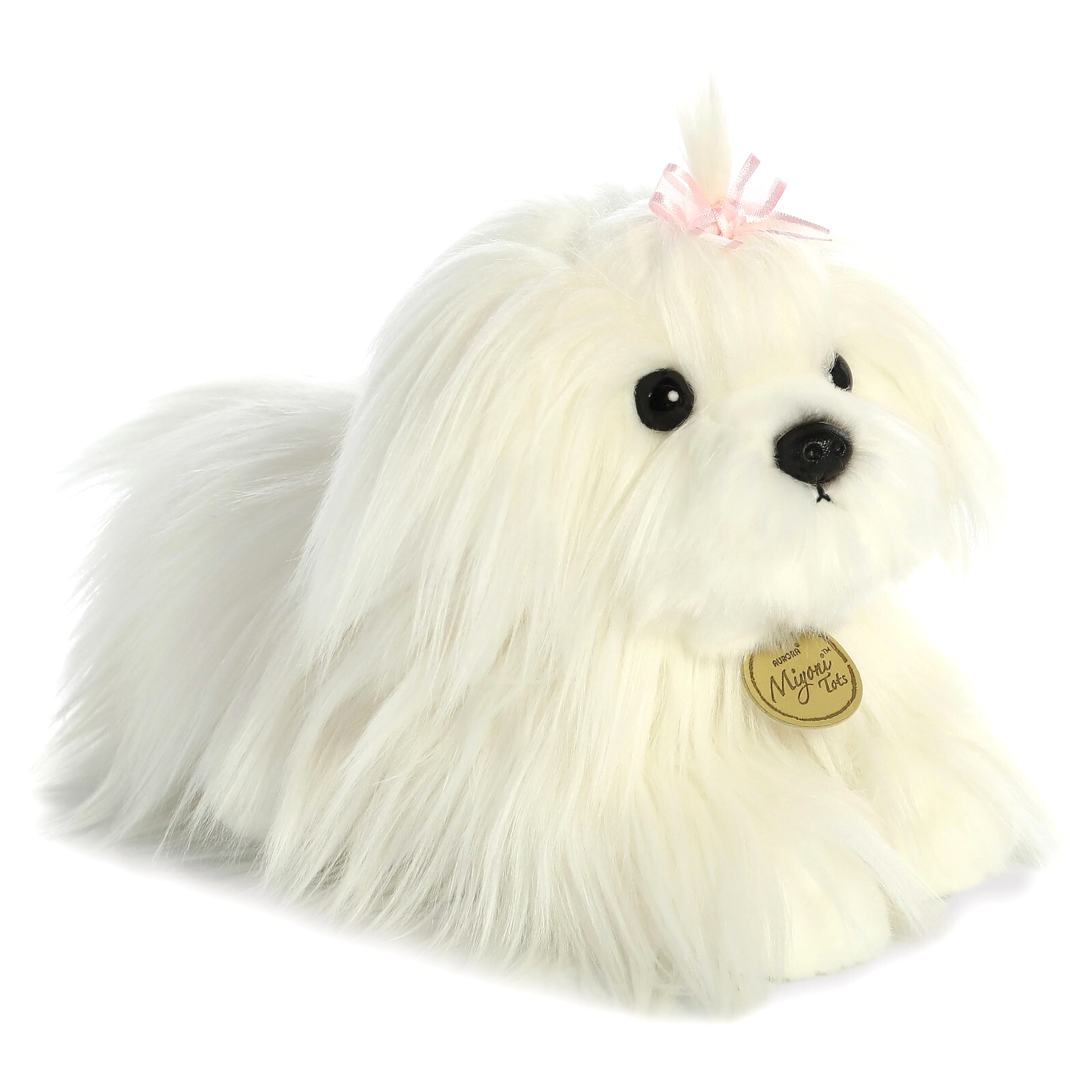✤ New AURORA WORLD Miyoni Stuffed Plush Toy MALTESE Cuddle White Dog Pink Bow
