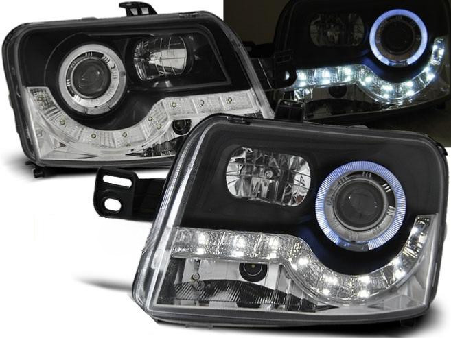 Feux phares Fiat Panda 03-08 Daylight LED noirs pour trajets de nuit