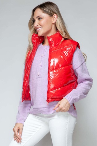 Gilet trapuntato lucido girocollo con zip snob - Foto 4 di 11