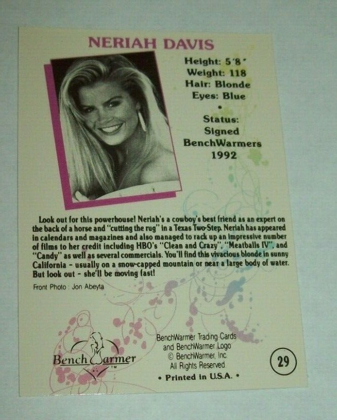 1992 Neriah Davis Autographed Bench Warmer Card | eBay