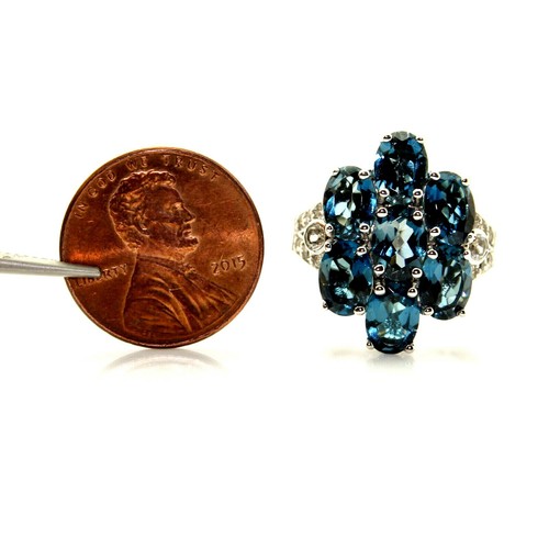 Barehipani Topaz Oval & White Topaz 6.70CT Genuine Sterling Silver RING Sz 8 New - Picture 7 of 7