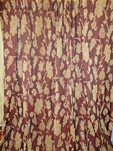 CORONA CURTAIN BOHEMIAN BOHO MAROON FLORAL JACQUARD (2) CURTAINS PANELS 50X83 - 第 5/12 張圖片