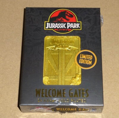 Plaque D'entrée Jurassic Park – Métal Doré, édition Limitée FANATTIK (NEUVE Scellée)