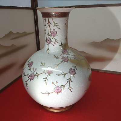 Japanese Satsuma Ware Porcelain Vase 14.96inch Colorful Floral