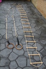 vintage top quality RAF Training gymnasium Equipment..Long rope ladder and rings