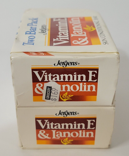 Jergens Vitamin E & Lanolin Bar Soap Skin Conditioning One 2 Pack 4.75 oz VTG NE - Picture 4 of 11