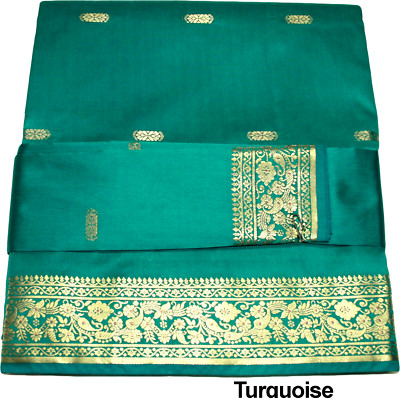 Indian Selections Benares Sari Türkis - Art Silk Traditionell