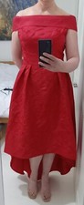 CHI CHI LONDON Red Bardot Neckline, Dipped Hem Dress, Size 12