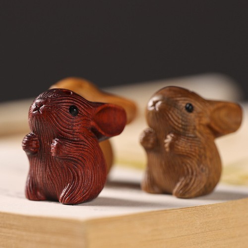 Green Sandalwood Cute Rabbit Keychain Jewelry Men Women Bunny Charm Cartoon - Zdjęcie 12 z 12