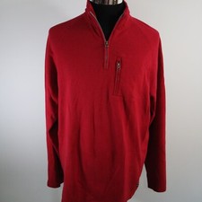 Chaps Sweater Mens XL 1/4 Zip Pullover Knit Mock Neck Casual Red Long Sleeve