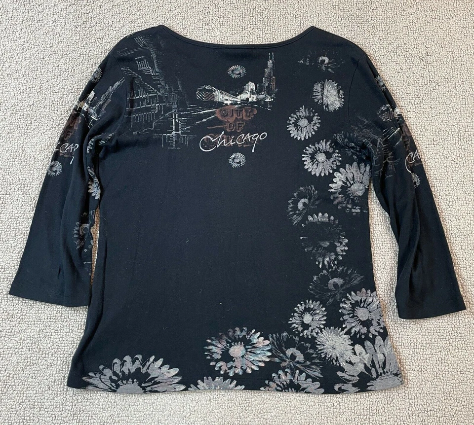 Katina Marie Women's Small Long Slv Knit Chicago Shirt Made in USA 100% Cotton - Image 2 of 4