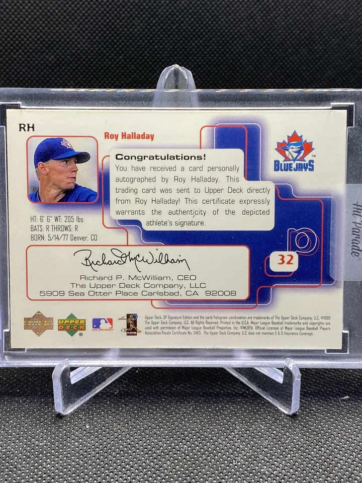 1999 Upper Deck SP Signature Edition Autograph RH Roy Halladay Auto - Image 2 of 2