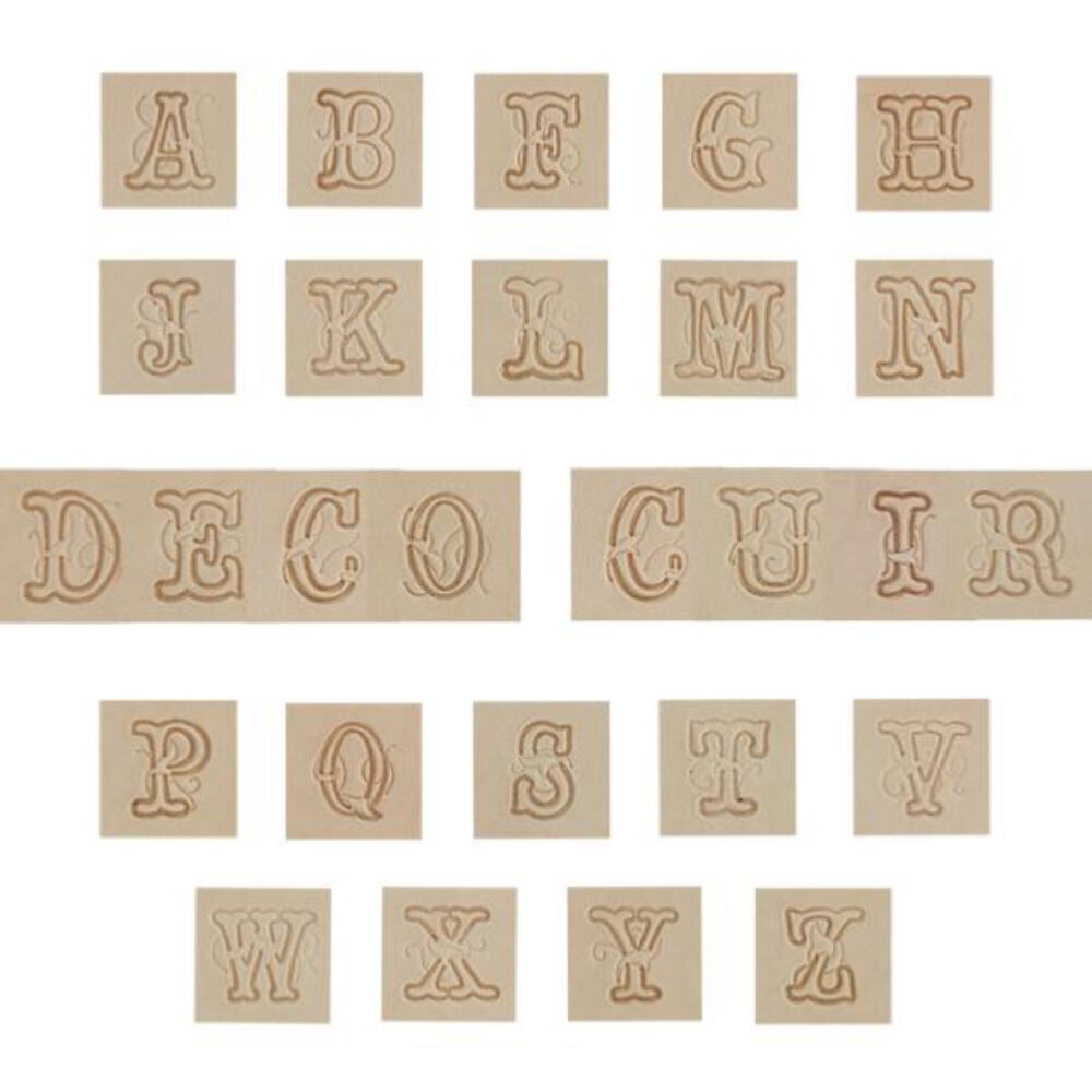 Lettres alphabet script 1.91 cm pour marquage cuir - Réf 8139-00 - 2
