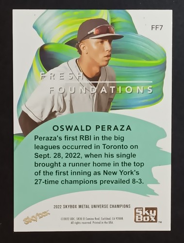 2022 Skybox Metal Universe Champions #FF7 Oswald Peraza - Fresh Foundations - Picture 2 of 2