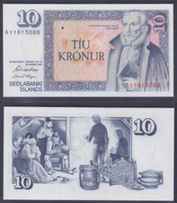 10 Kronur Banknote Island 29.M&auml;rz 1961 Kassenfrisch UNC (152321)