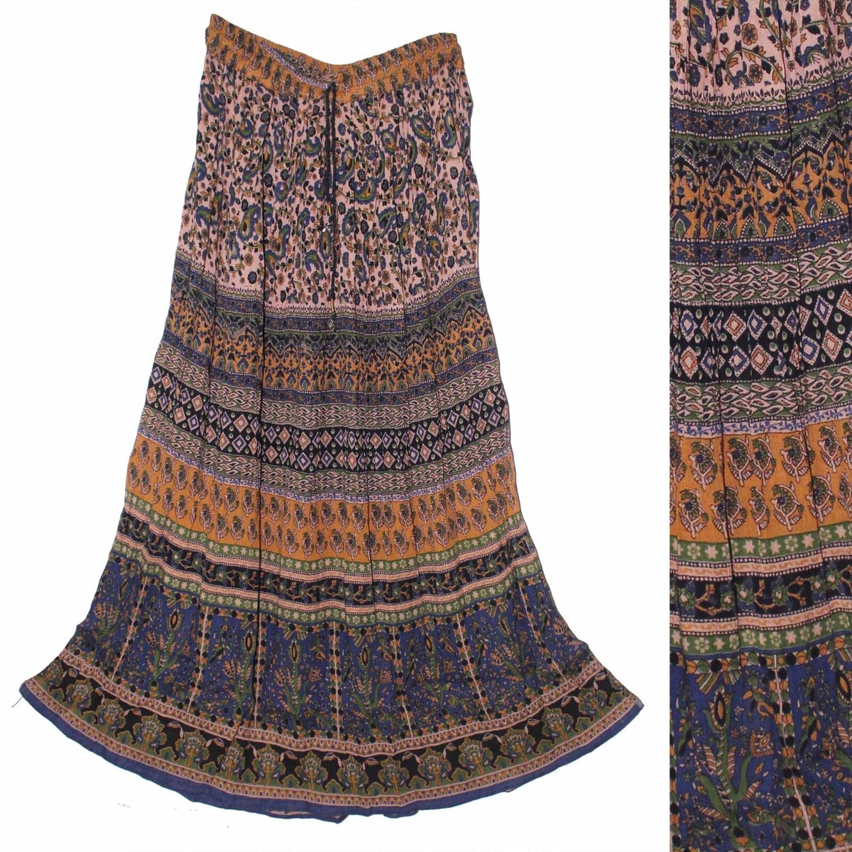 スカート 80s brown native pattern long skirt スカート 80s brown native pattern long skirt Brown Boho
