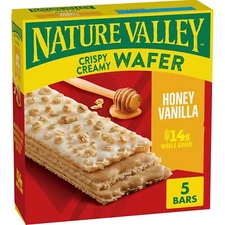 Nature Valley Wafer Bars Honey Vanilla 5 Bars 6.5OZ Whole Grain Snacks