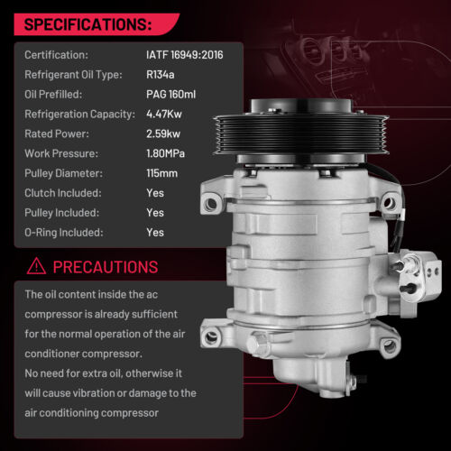 AC Compressor For 2013 2014 2015 2016 2017 2018 Nissan Altima 2.5 S model only - Foto 3 di 8
