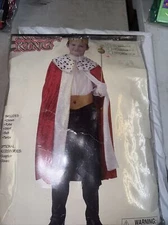 King Costume Child's 5Pc Pants Shirt Cape Belt & Crown Regal King Costume Lg