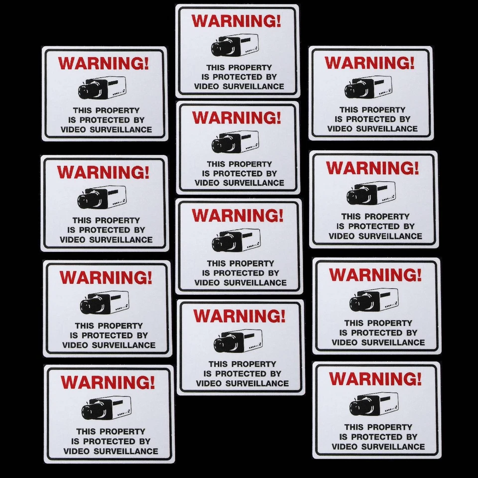 WMTL Surveillance Camera Warning Sticker Window Sign Decals For Home+Business Video