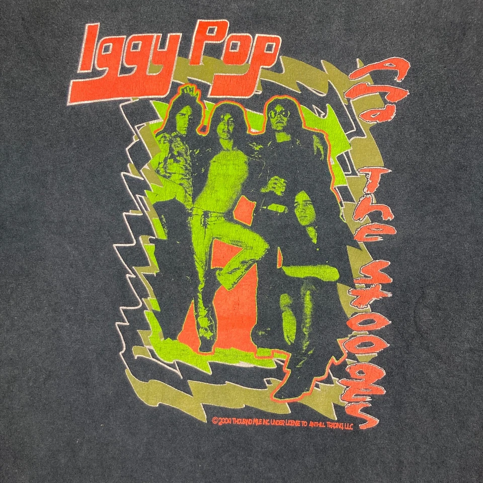 Винтажная мужская футболка Iggy Pop M черная 2004 And The Stooges рок-группа промо футболка Y2K - Изображение 3 из 4
