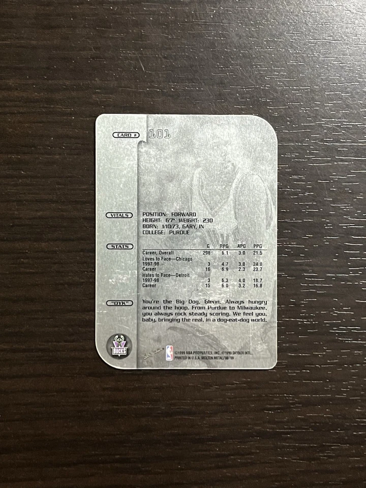 GLENN ROBINSON 1998-99 Skybox Molten Metal Heavy Metal Xplosion Card #101 - Image 2 of 2