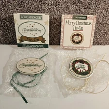 Set of 2 Vintage Longaberger Tie on Basket Accessories