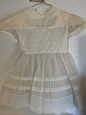 Vintage Cinderella Brand White Sheer Lace Dress Wedding Party Girls Sz 3?