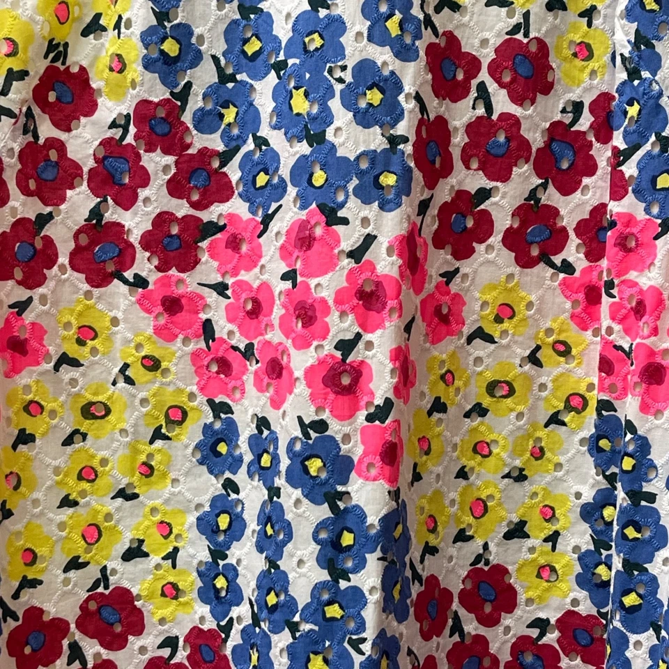 Talbots Dress Women's 14 White Multi Eyelet Floral Shift Sleeveless Mini Cutout - Image 4 of 4