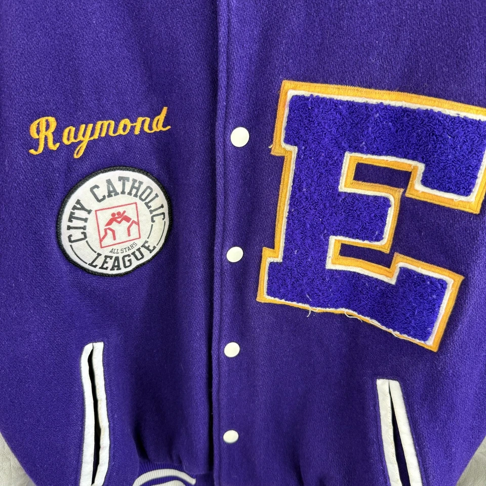 Chaqueta de Colección Años 90 East High Letterman Para Hombre Grande Nueva York Lana Lucha Universitaria Foto 3 de 4