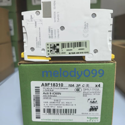 4PCS New Schneider A9F18310 iC65N 3P C10A circuit breaker