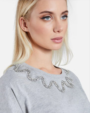 SANDRO Cap-Sleeve Cotton Tee w/ Rhinestone Em...