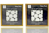 100 Tea Night Lights Candles10 HOUR LONG BURN Unscented Tealights Nightlight 8HR