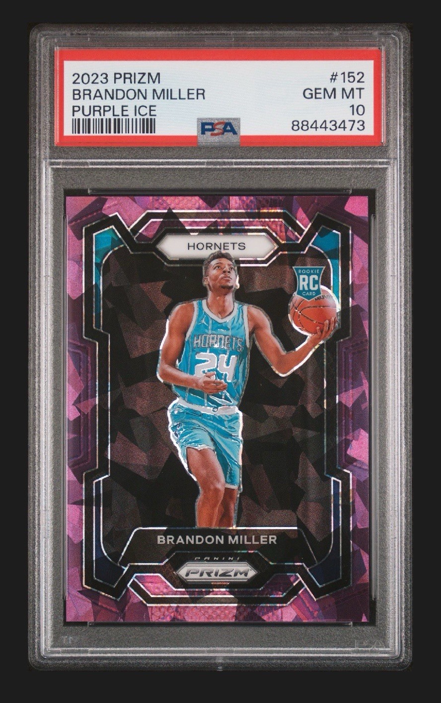 2023 Panini Prizm Brandon Miller #152 Purple Ice /149 Rookie PSA 10 HORNETS