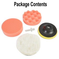 5Pcs 4Inch Car Polish Wax Sponge Foam Pad Polisher Buffer Set Drill Adapter Kit