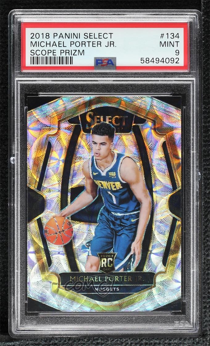 2018-19 Panini Select Premier Level Scope Prizm Michael Porter Jr PSA 9 MINT 3dc