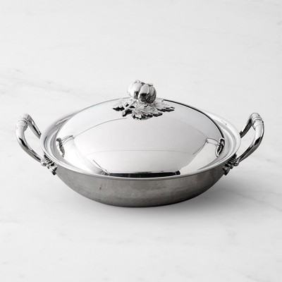 Ruffoni Opus Prima Hammered Stainless-Steel Wok with Tomato Knob, 4 3/4-Qt, Free