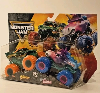Monster Jam Dragon V's Sparkle Smash 1:64 Scale Monster Trucks Series 33