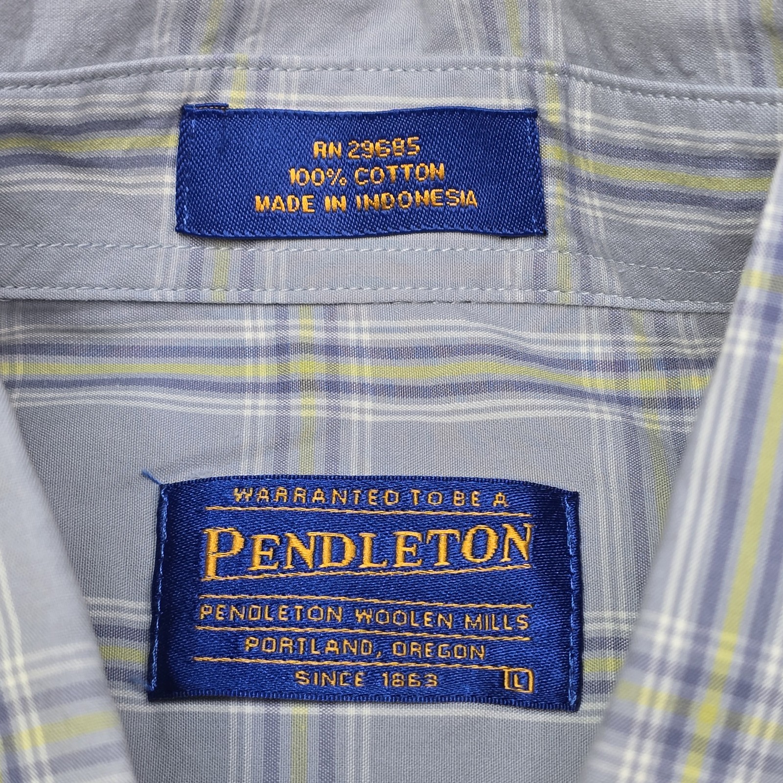 Pendleton Blue Button Down Shirt Plaid Check Patt… - image 6