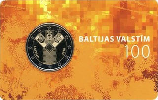Lettland 2 Euro Münze 100 Jahre Unabhängigkeit 2018 Coincard