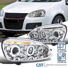 Fit 2006-2008 VW Golf MK5 Rabbit Jetta LED Halo Projector Headlights Lamps 06-10